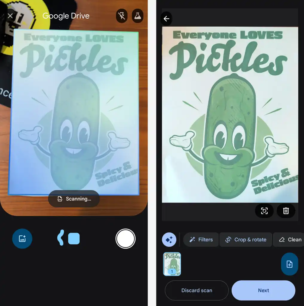 scanning and editing a document in google drive app on android