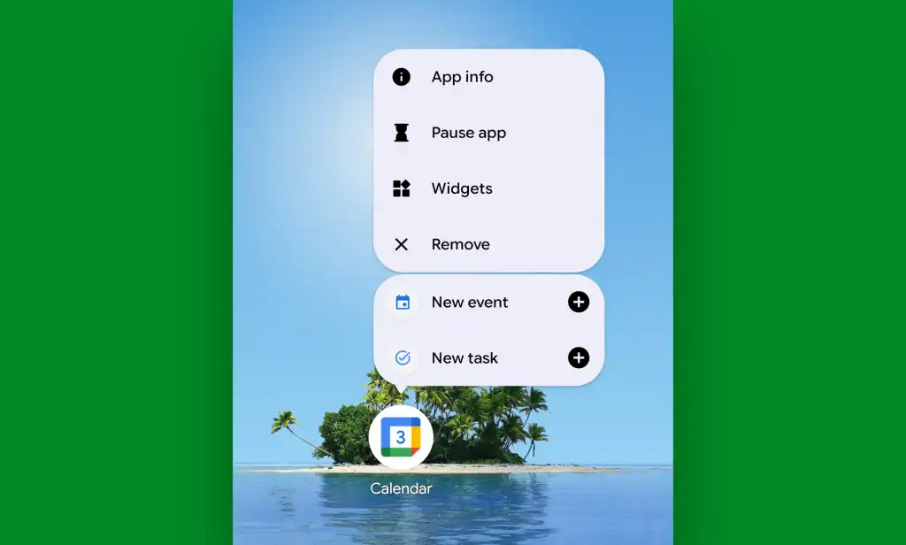 Google Calendar Android: New event app shortcut
